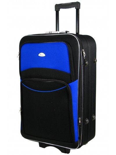 Mała walizka na kółkach 111 czarno niebieska codura zamek